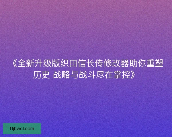 《全新升级版织田信长传修改器助你重塑历史 战略与战斗尽在掌控》