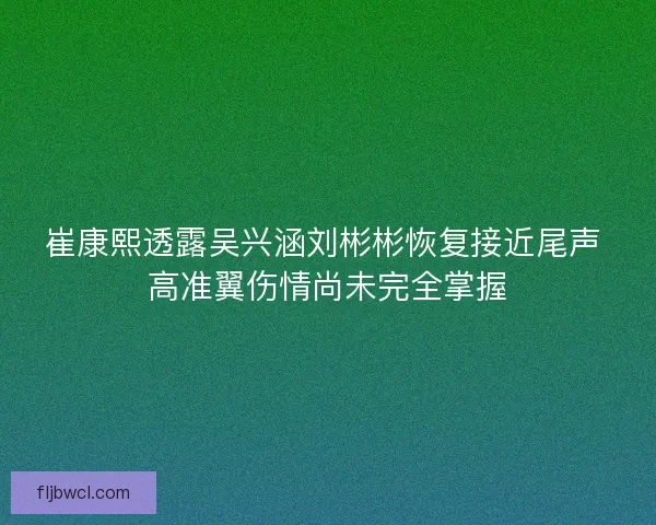 崔康熙透露吴兴涵刘彬彬恢复接近尾声 高准翼伤情尚未完全掌握
